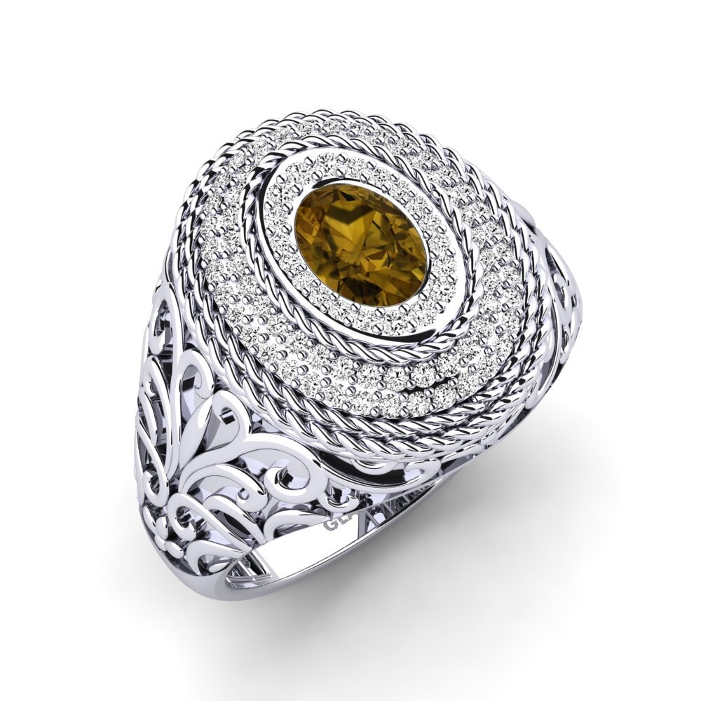 Platino Circón Marrón Anillo de Hombre Remoraid