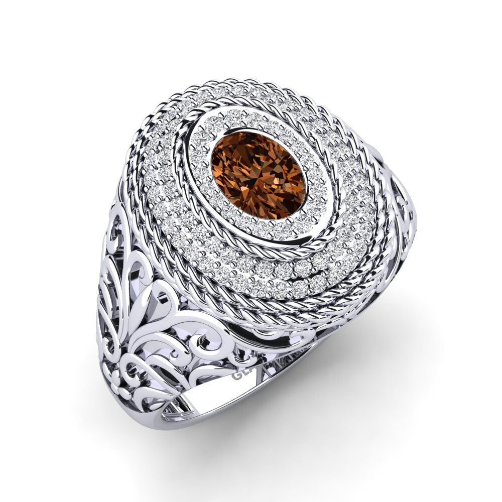 Weiß-Silber Brauner Diamant Herrenring Remoraid