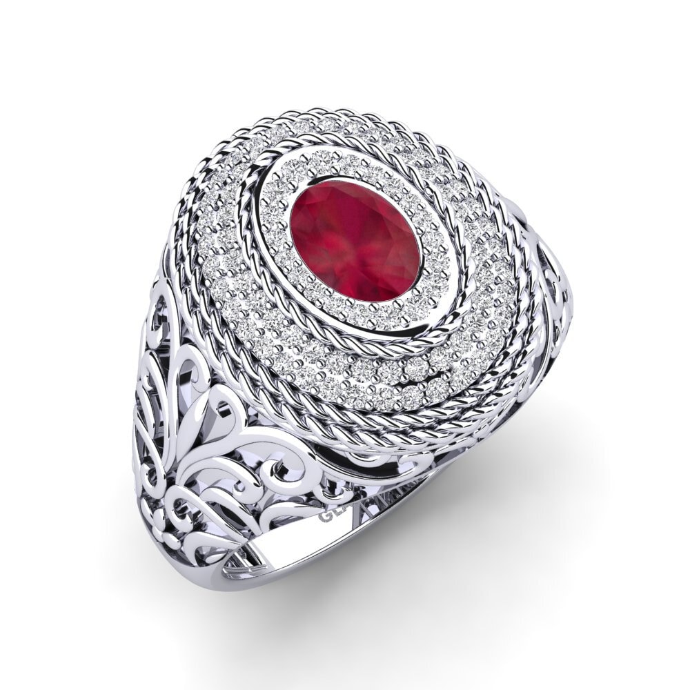 9ct White Gold Ruby Men's Ring Remoraid