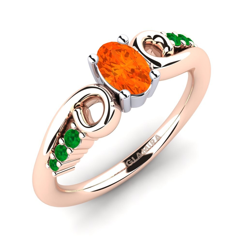 18K Rose & White Gold Fire-Opal Engagement Ring Rena