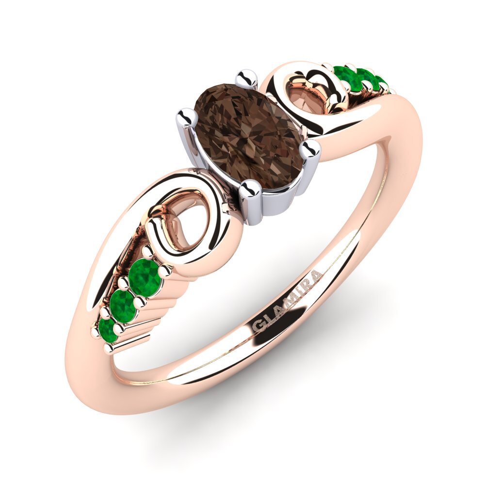 14K Rood & Wit Goud Rook Kwarts Verlovingsring Rena