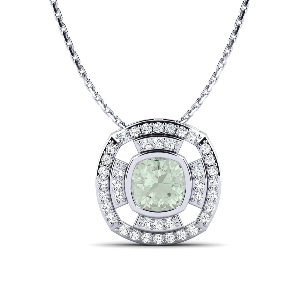 950 Palladium Green Amethyst Women's Pendant Renild