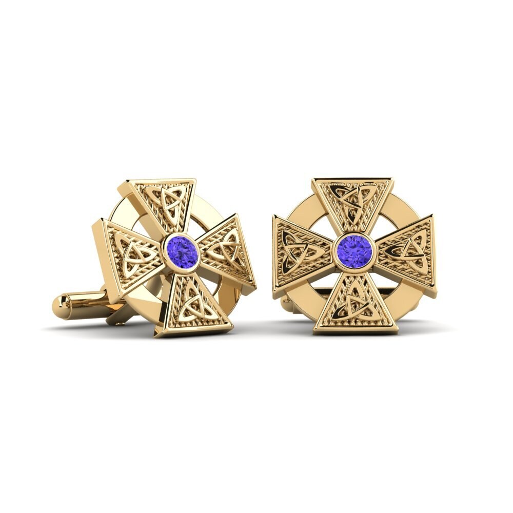 14ct Yellow Gold Tanzanite Cufflink Renna