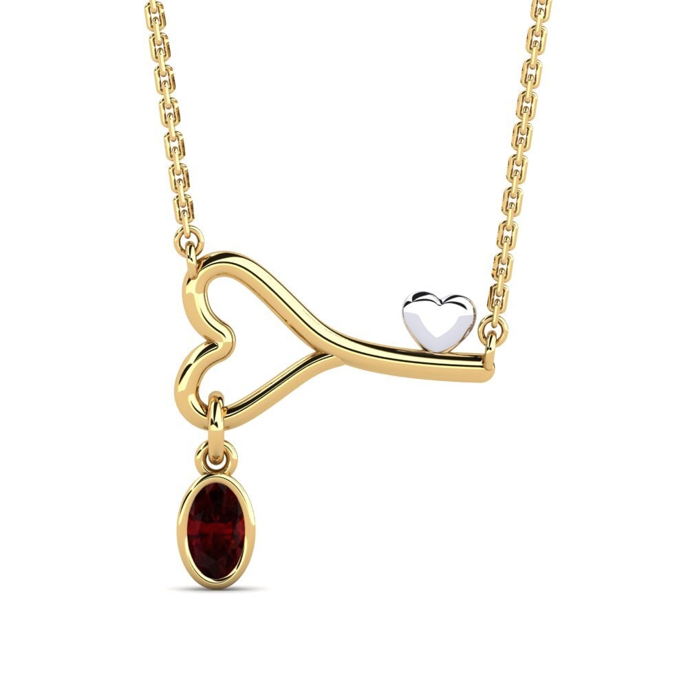 18k Oro Amarillo & Blanco Granate Collar de Mujer Resaix