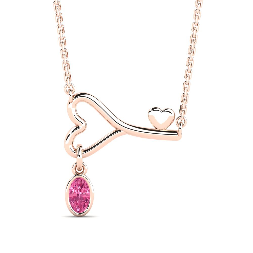 Bầu Dục Đá Tourmaline Hồng / Bích tỷ Dây chuyền nữ Resaix