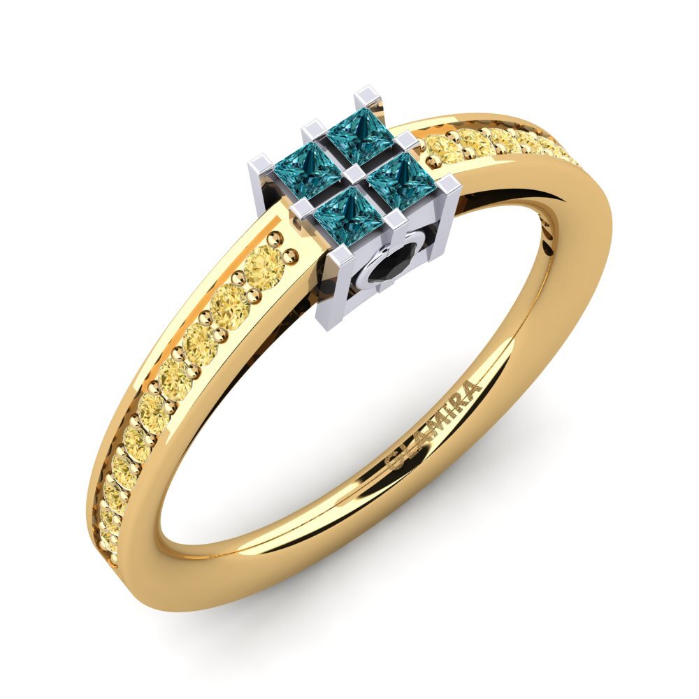 18k Oro Amarillo & Blanco Anillo de compromiso Resi