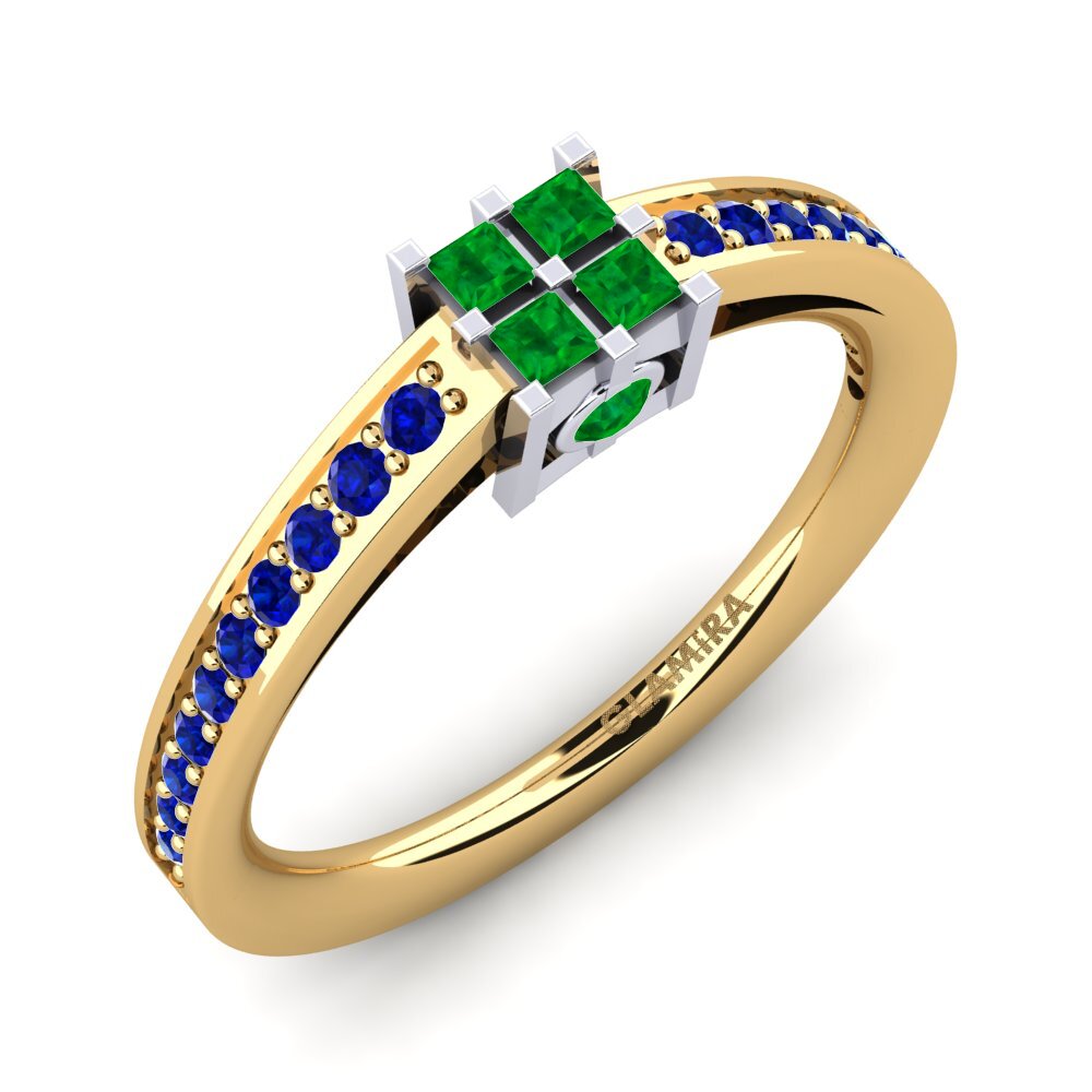 14K Geel & Wit Goud Smaragd Verlovingsring Resi