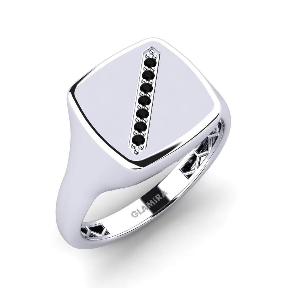 Diamante Negro Anillo de dedo meñique para hombre Retaa