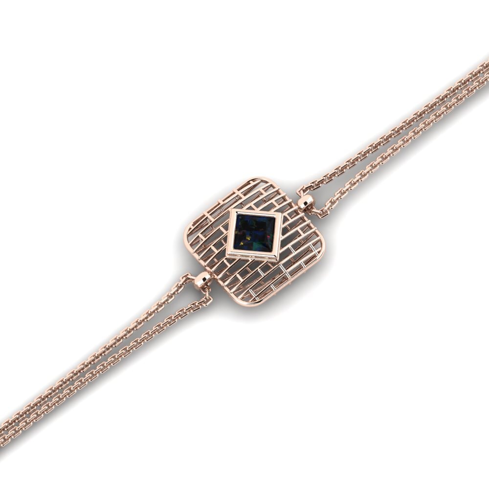 9ct Rose Gold Black Opal Women's Bracelet Reurtsbo