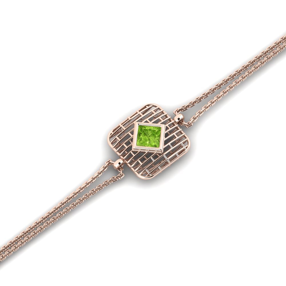 9ct Rose Gold Peridot Women's Bracelet Reurtsbo