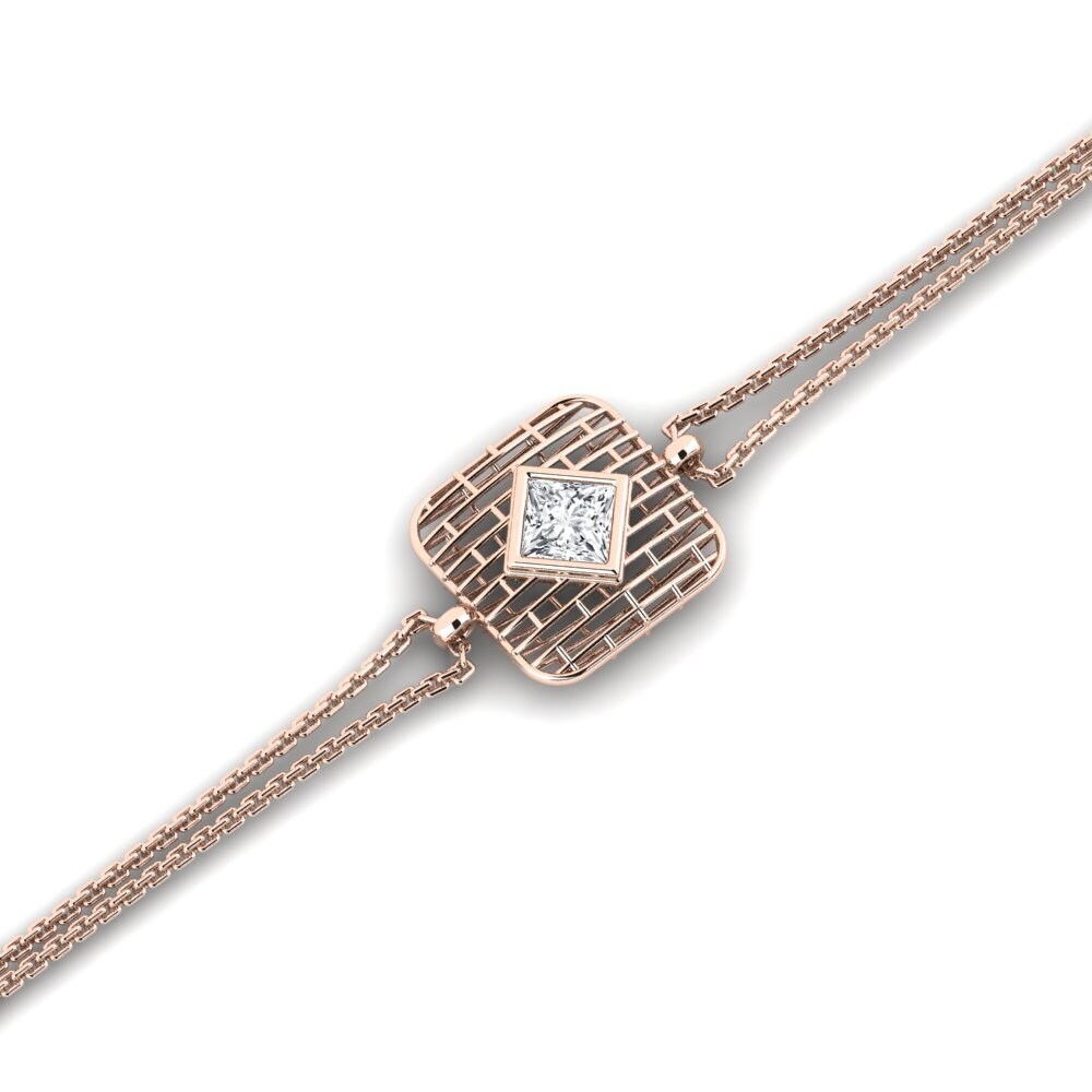 9ct Rose Gold White Zircon Women's Bracelet Reurtsbo