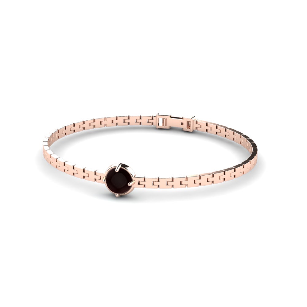 9ct Rose Gold Cabochon Garnet Men's Bracelet Reyansh