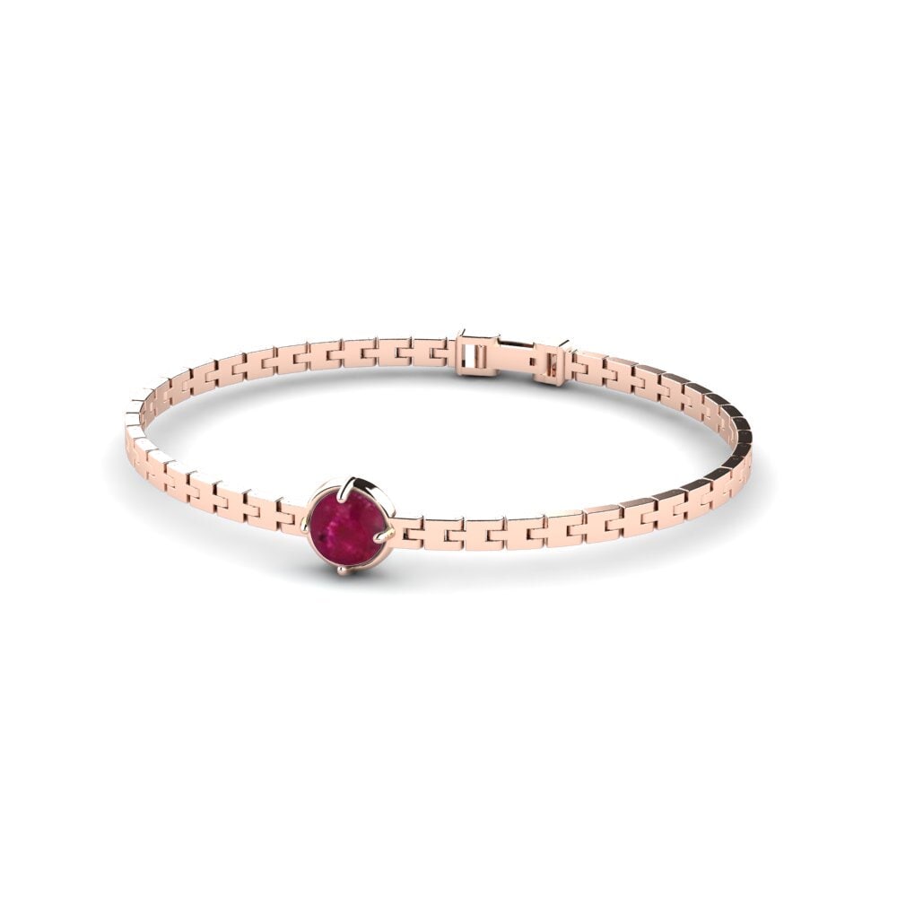 18ct Rose Gold Cabochon Ruby Men's Bracelet Reyansh