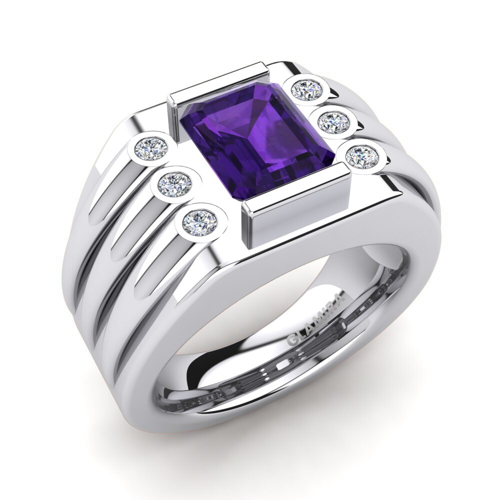 950 Palladium Amethyst Men's Ring Reyes