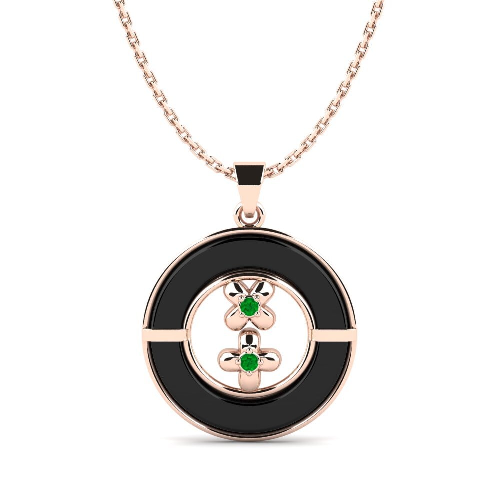 9ct Rose Gold Emerald Women's Pendant Rezendes