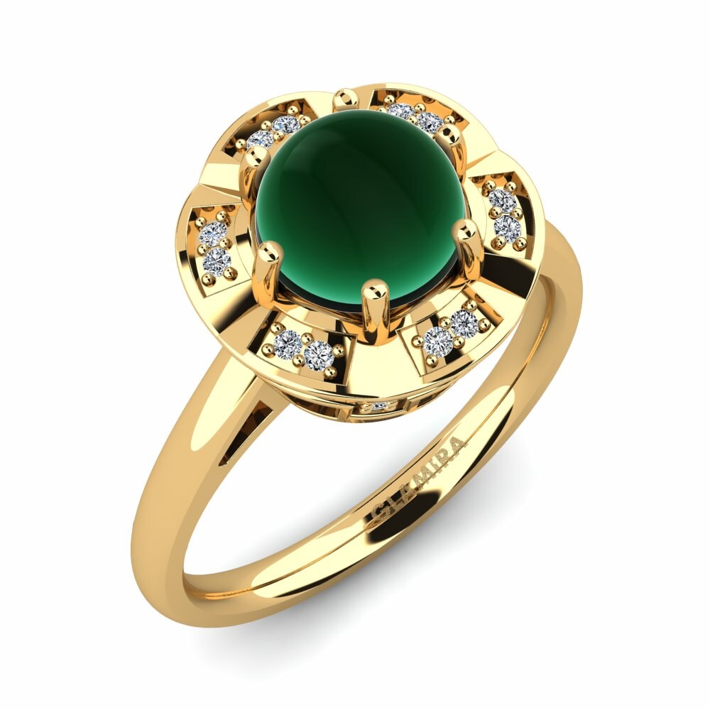 Or Jaune 18k Émeraude Cabochon Bague Riannon
