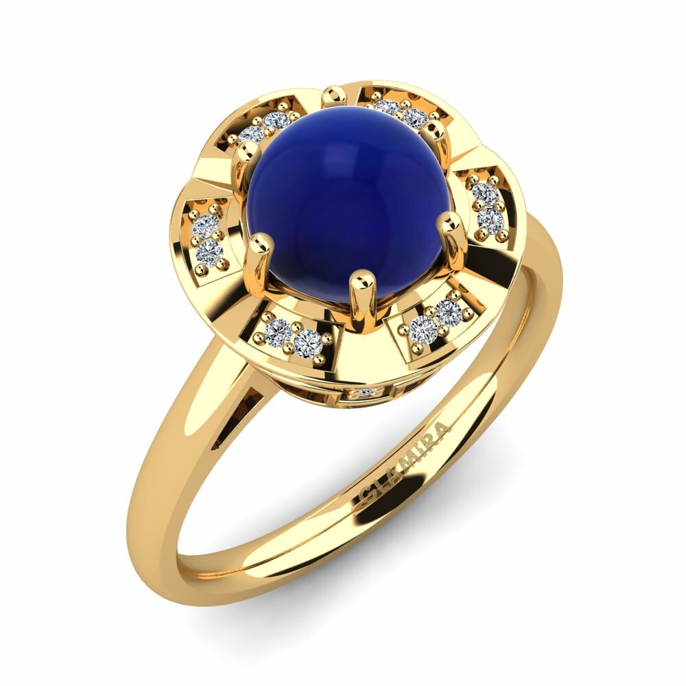 Or Jaune 18k Saphir Cabochon Bague Riannon