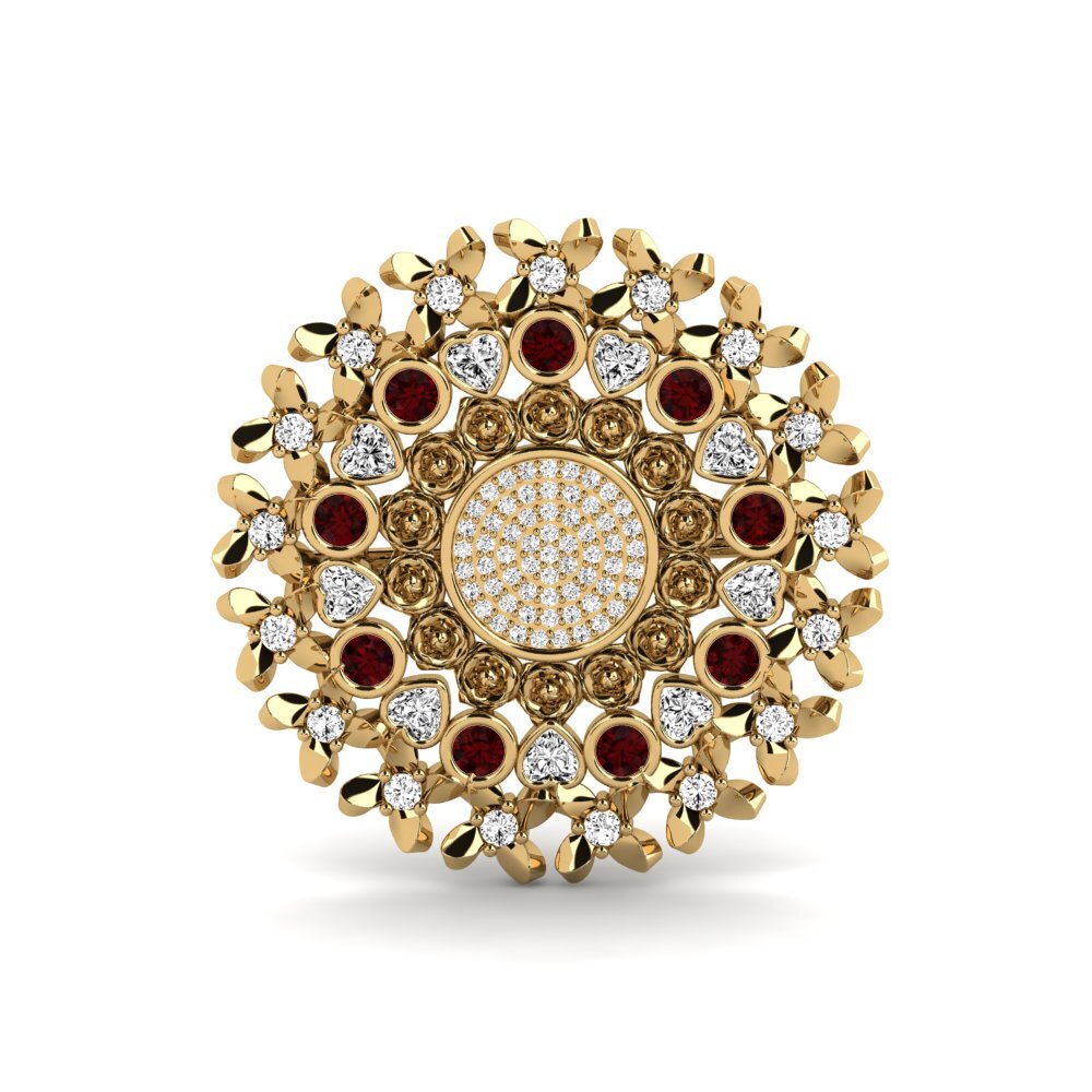 14ct Yellow Gold Garnet Brooch Riatta