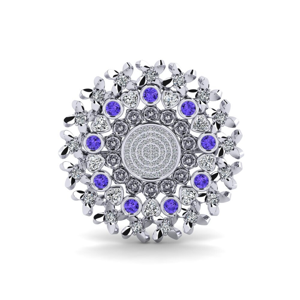 14ct White Gold Tanzanite Brooch Riatta