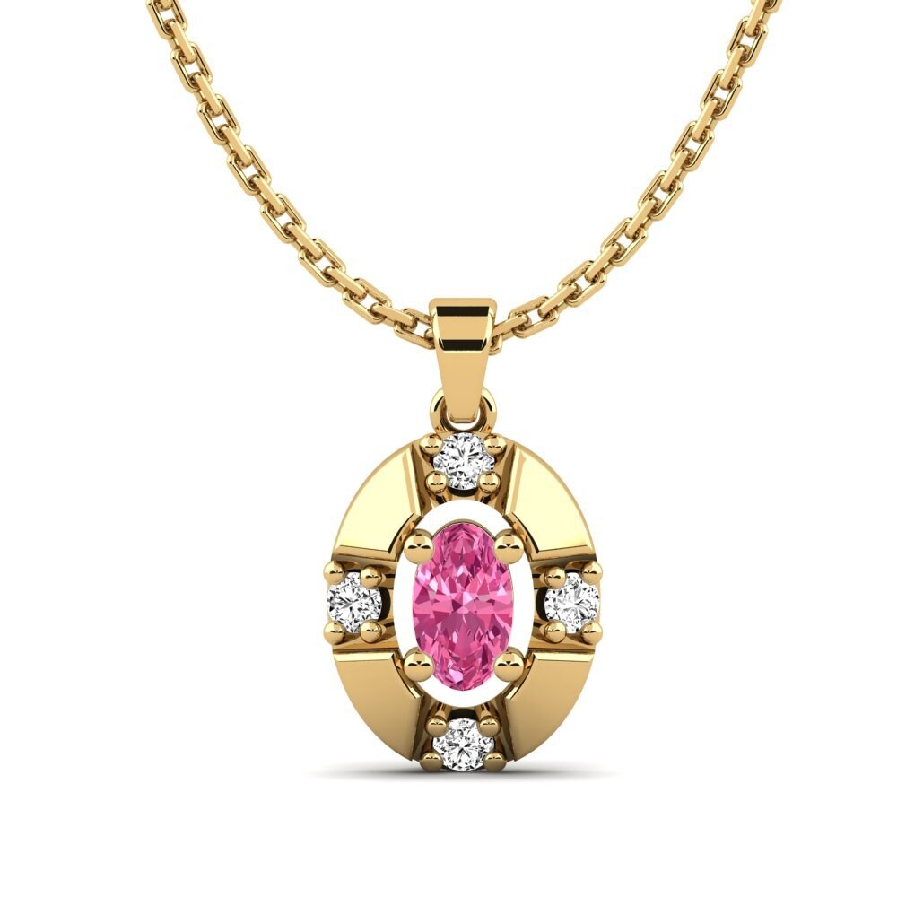 Bầu Dục Đá Tourmaline Hồng / Bích tỷ Mặt dây chuyền nữ Ricco