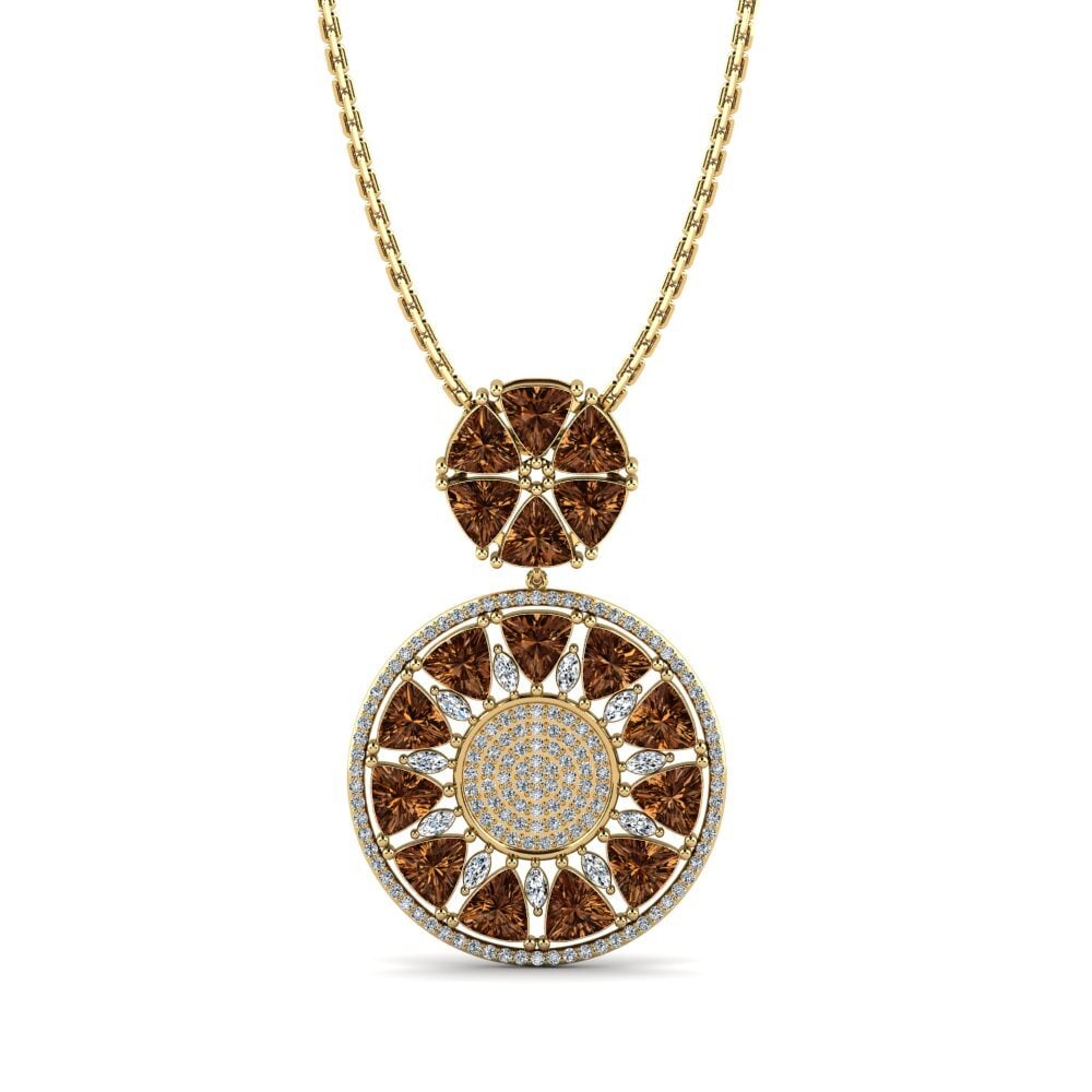 18k Oro Amarillo Diamante café Colgante de Mujer Ricon