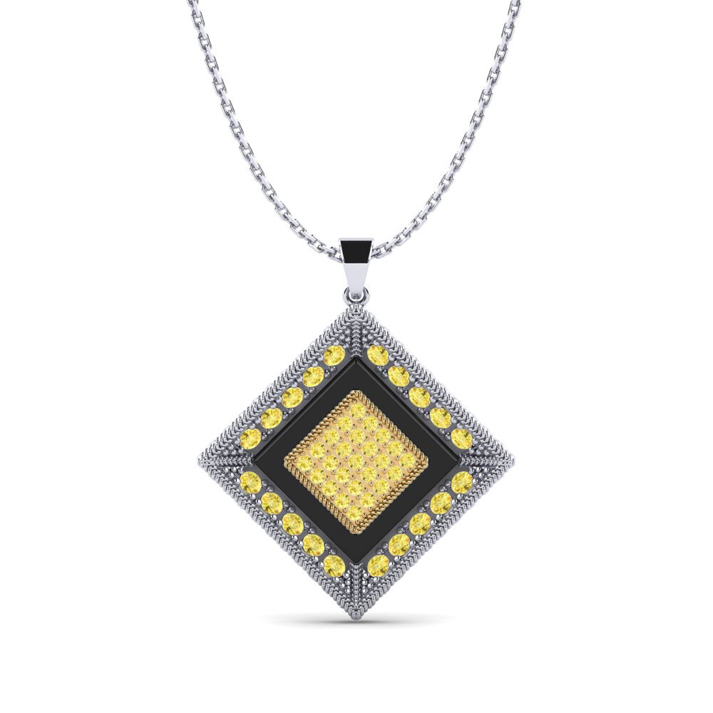 14ct White & Yellow Gold Yellow Sapphire Women's Pendant Ridenour