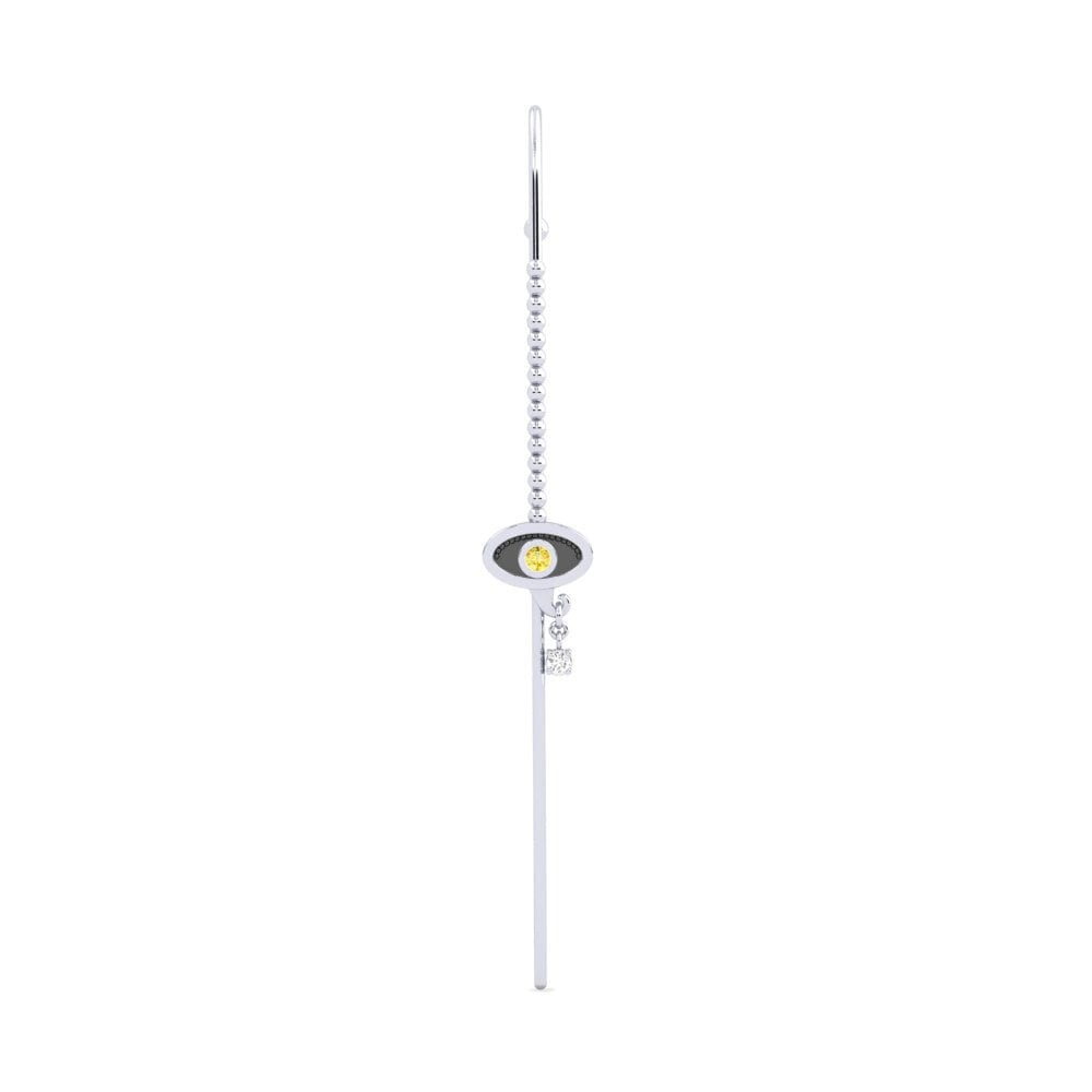 Weißsilber Gelber Saphir Ohrpiercings Riflessione