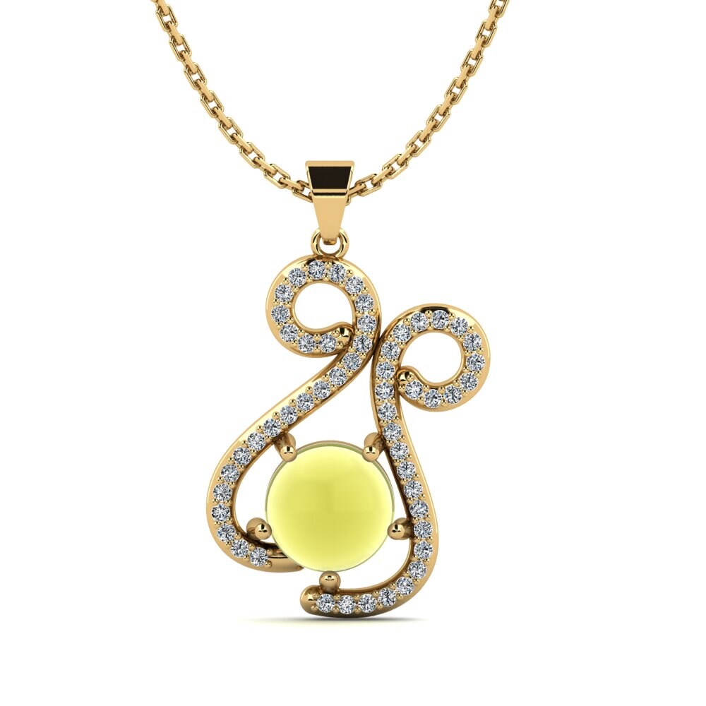 9k Oro Amarillo Topacio Limón Cabujón Colgante de Mujer Rigmora