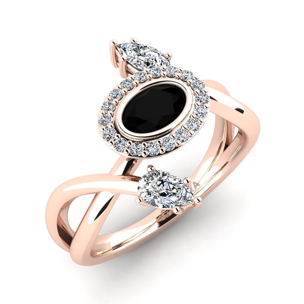 Oro Rosso 585 Diamante Nero Anello da donna Rigotlas