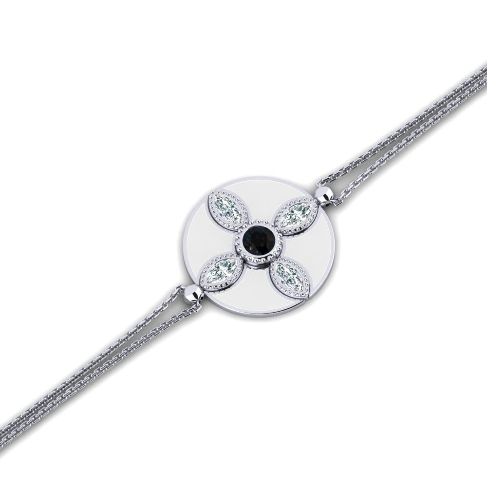 White Silver Black Opal Women's Bracelet Rino