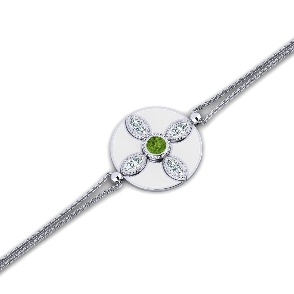 White Silver Peridot Women's Bracelet Rino