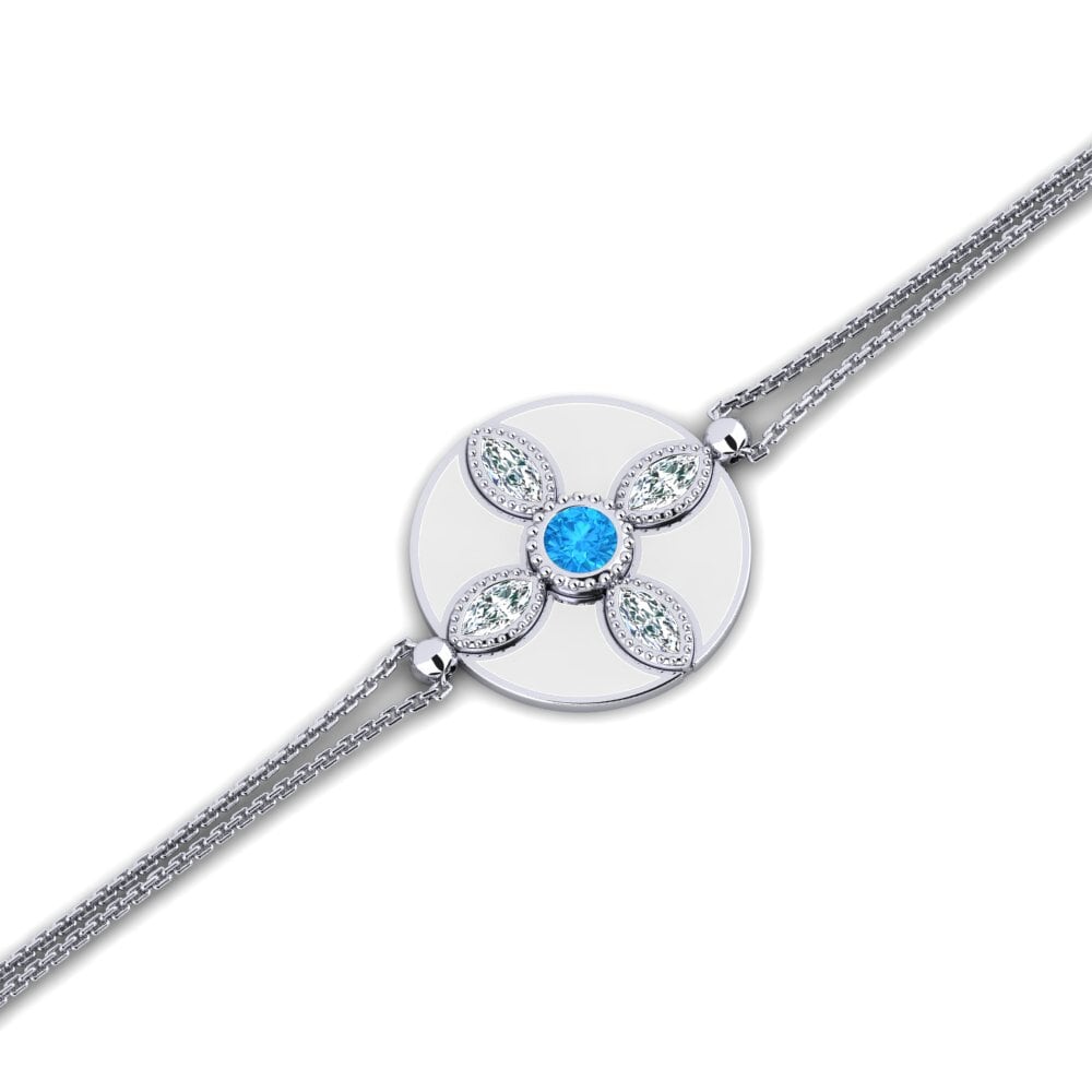 White Silver Blue Topaz Women's Bracelet Rino