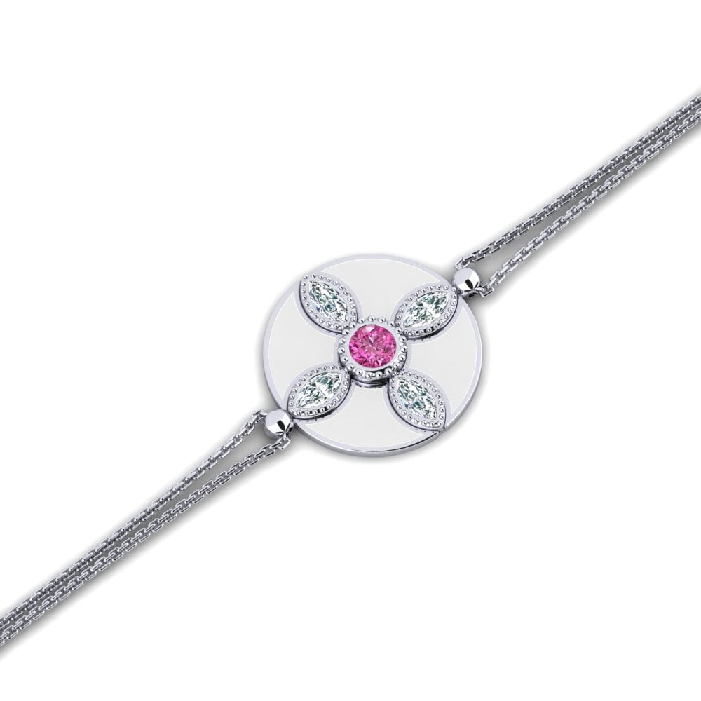 950 Platinum Pink Topaz Women's Bracelet Rino