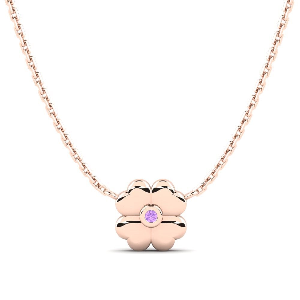14k Oro Rosa Amatista Collar para Niño Rionnag