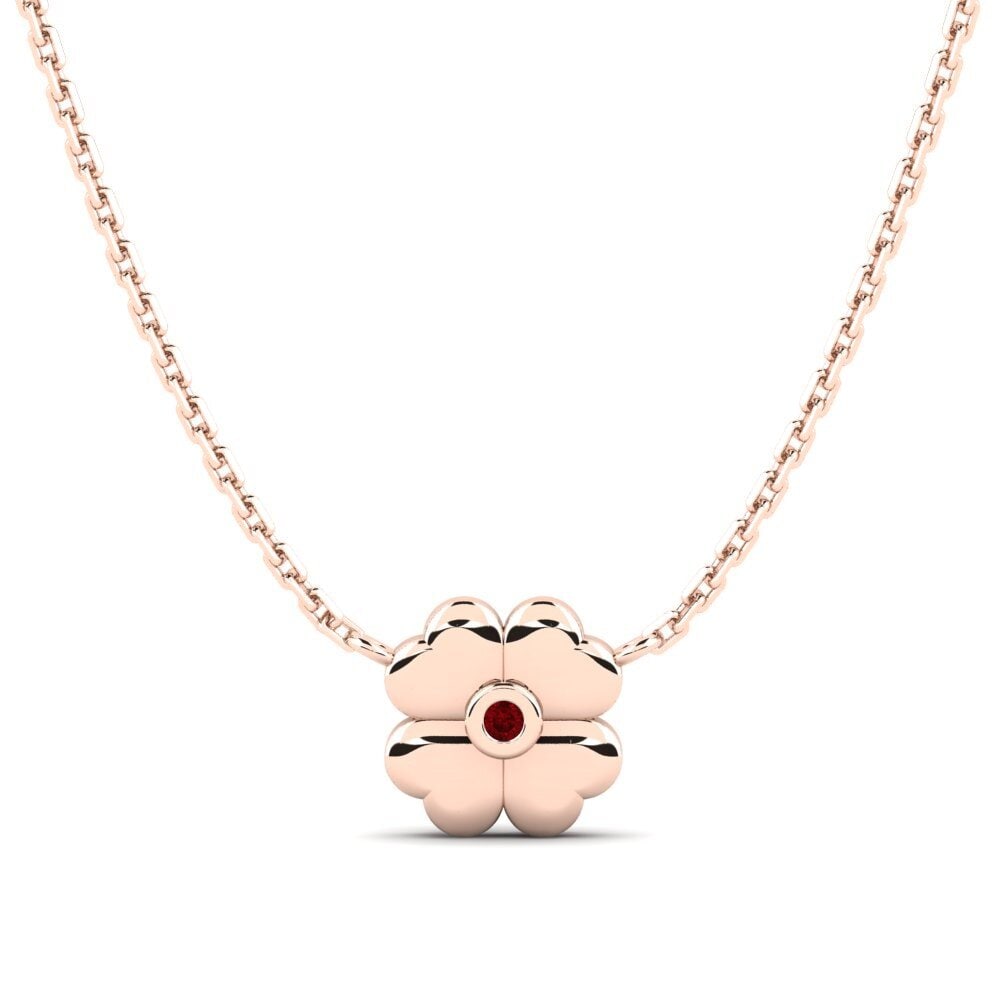 14k Oro Rosa Circonita Roja Collar para Niño Rionnag