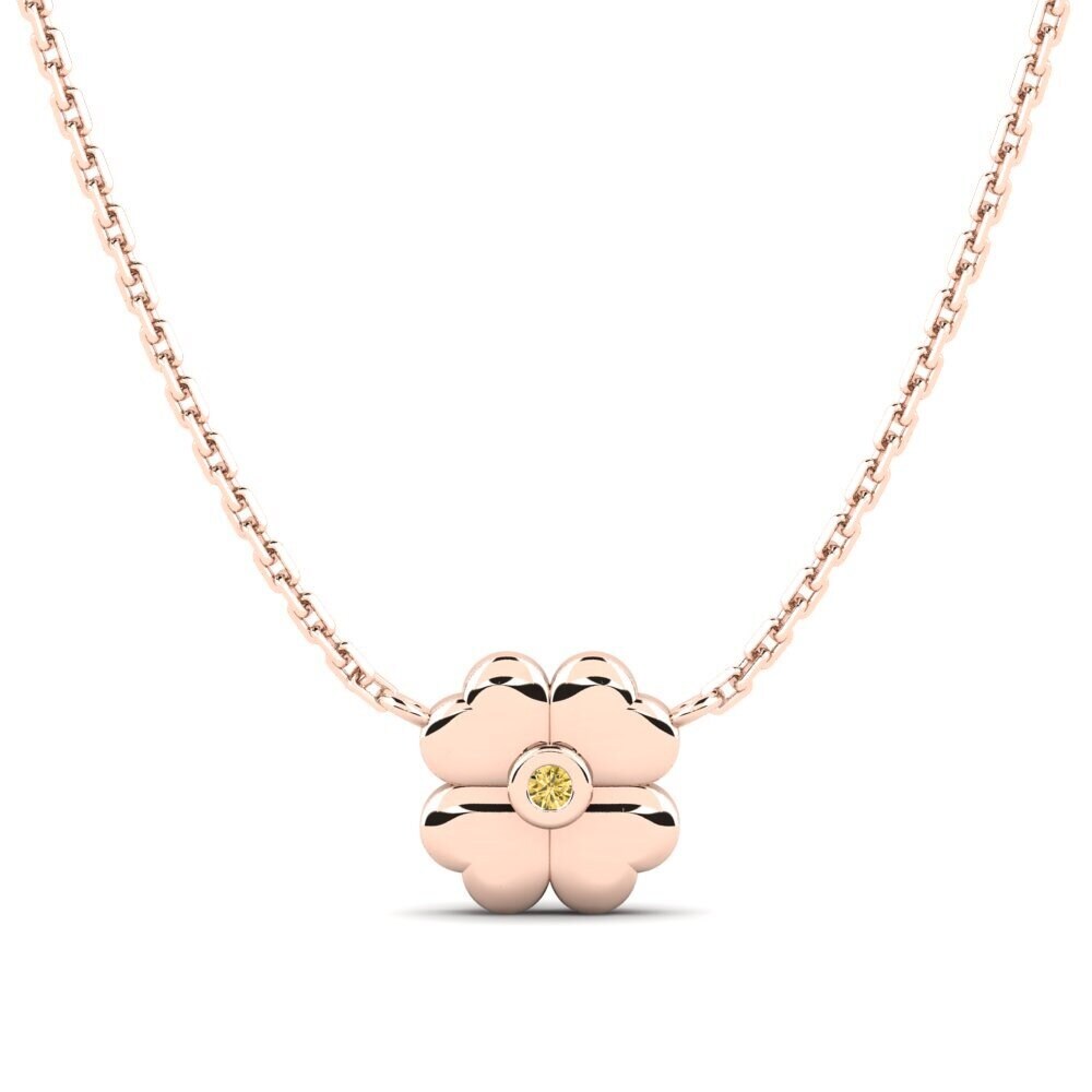 14k Oro Rosa Diamante Amarillo Collar para Niño Rionnag