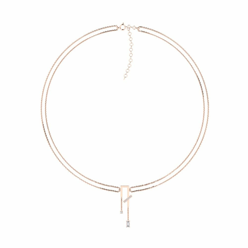 Vàng Hồng 18K Kim Cương Nhân Tạo Dây chuyền choker nữ Ristmik