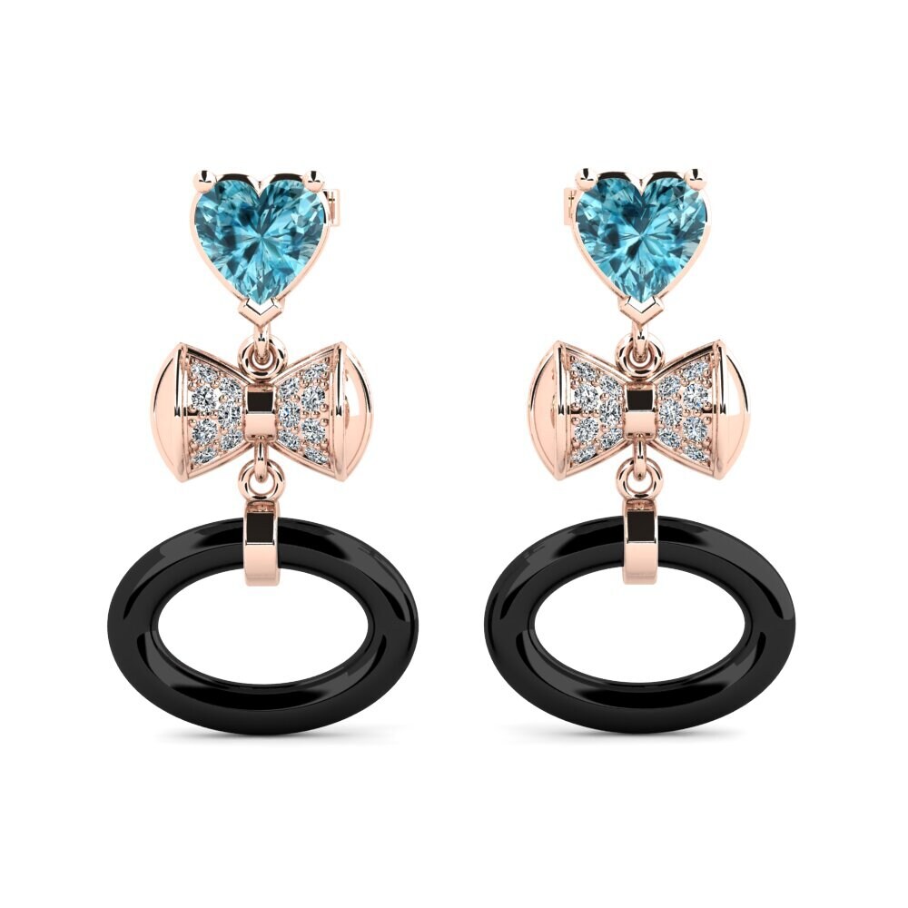 9ct Rose Gold Blue Zircon Women's Earring Ritas
