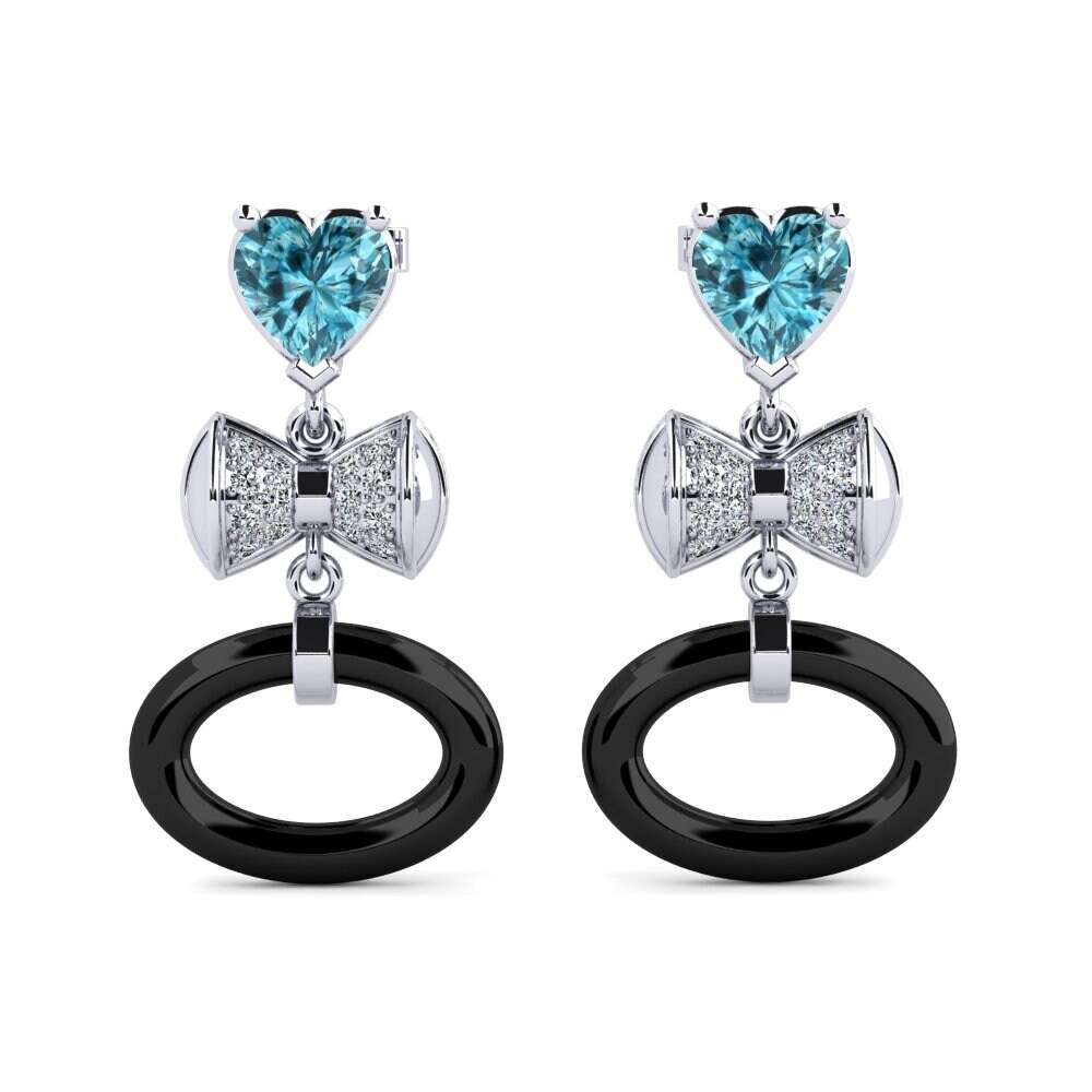 White Silver Blue Zircon Women's Earring Ritas