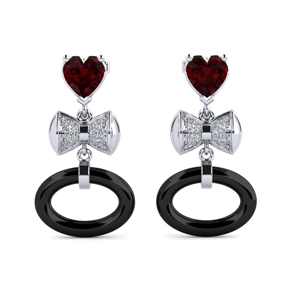18ct White Gold Garnet Women's Earring Ritas