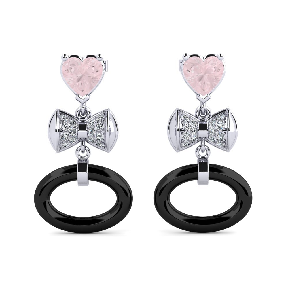 White Silver Rose Quartz Women's Earring Ritas