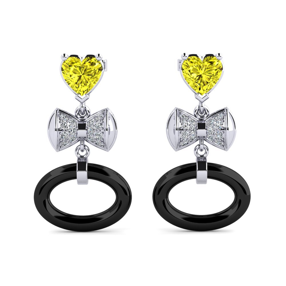 14ct White Gold Yellow Diamond Women's Earring Ritas