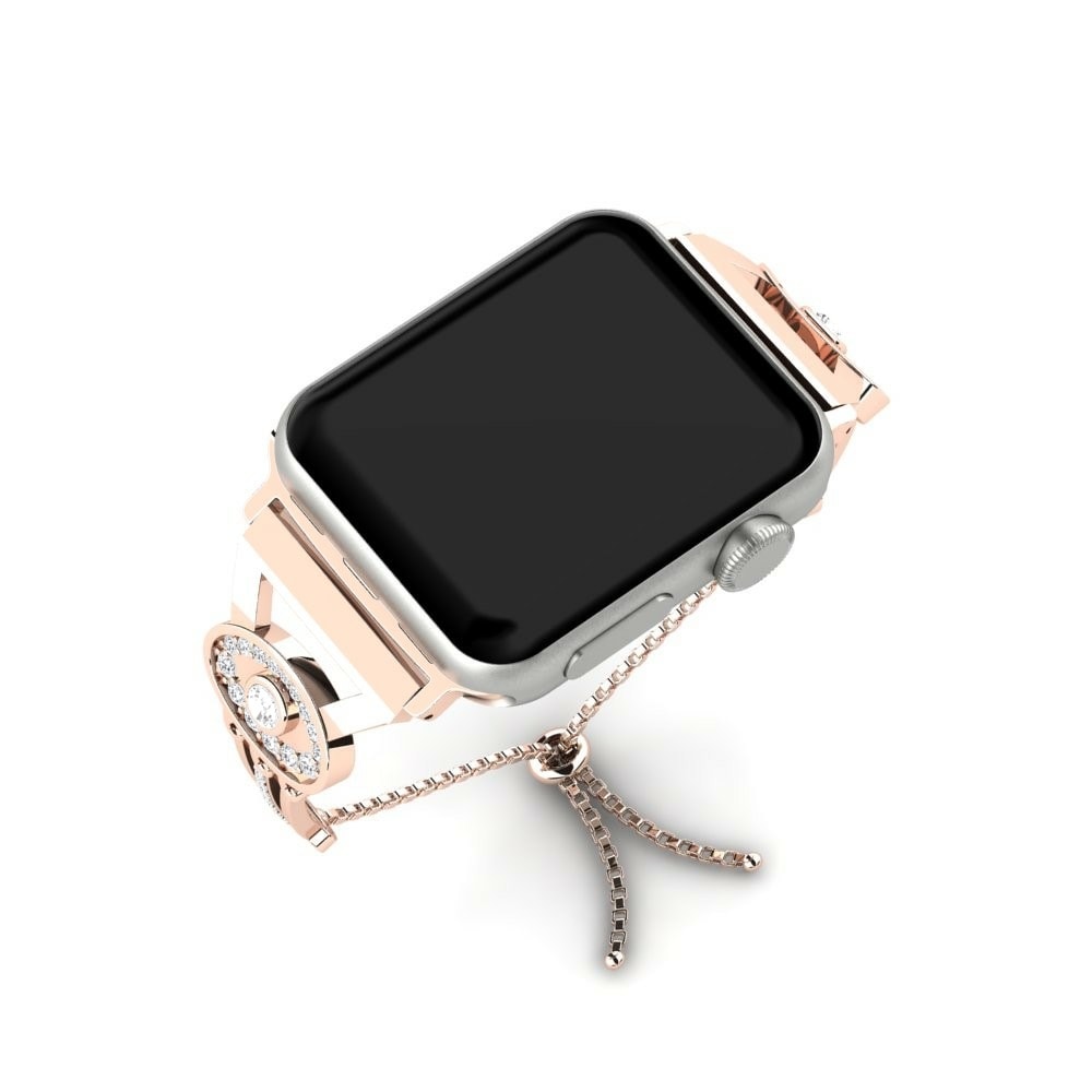 Pulseras para Apple Watch® De Reloj Apple® Ritrovare Stainless Steel / 750 Red Gold Zafiro blanco