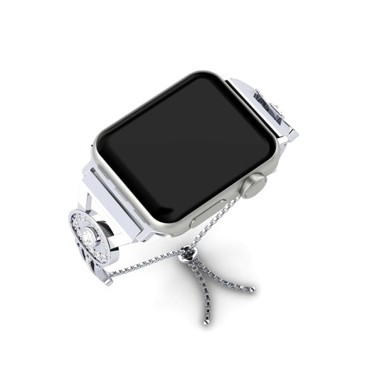 Dây đai Apple Watch® Ritrovare Stainless Steel / 375 White Gold & Đá Sapphire Trắng
