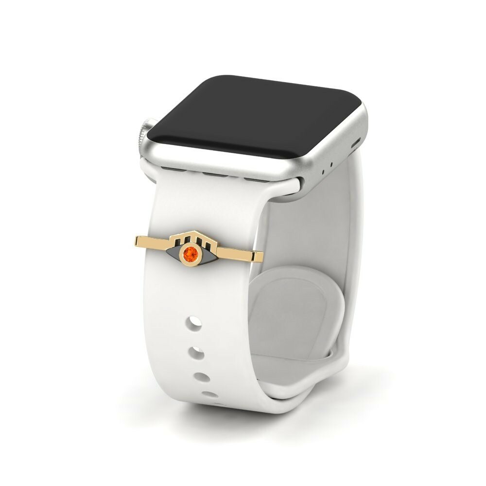 Accesorios Para Apple Watch® Rivarde - 585 Oro Amarillo con Rodio Negro Zafiro Naranja