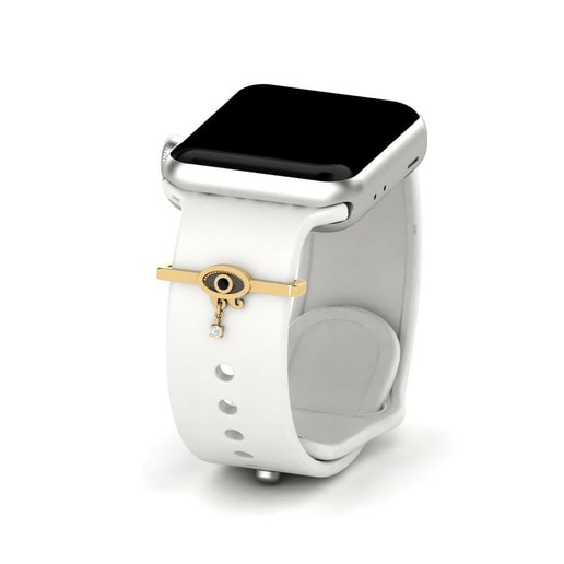 Accesorio para Apple Watch® Rivarde - B 585 Oro Amarillo con Rodio Negro & Diamante Negro & Zafiro blanco