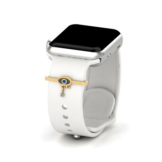 Phụ kiện Apple Watch® Rivarde - B 585 Vàng và Rhodium Đen & Đá Swarovski Xanh Lam & Đá Swarovski
