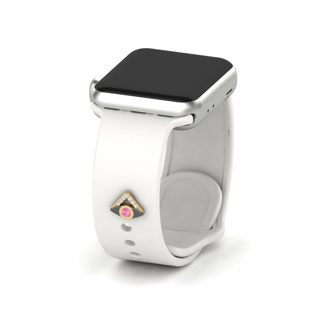 Accesorios Para Apple Watch® Rivarde - 585 Oro Amarillo con Rodio Negro Zafiro Rosado
