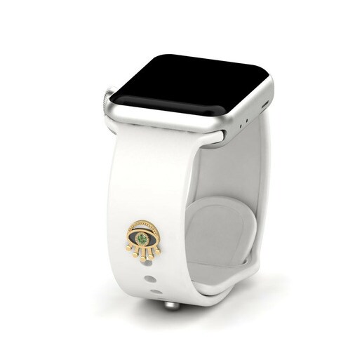 Phụ kiện Apple Watch® Rivarde - D 585 Vàng và Rhodium Đen & Kim Cương Xanh Lá Cây