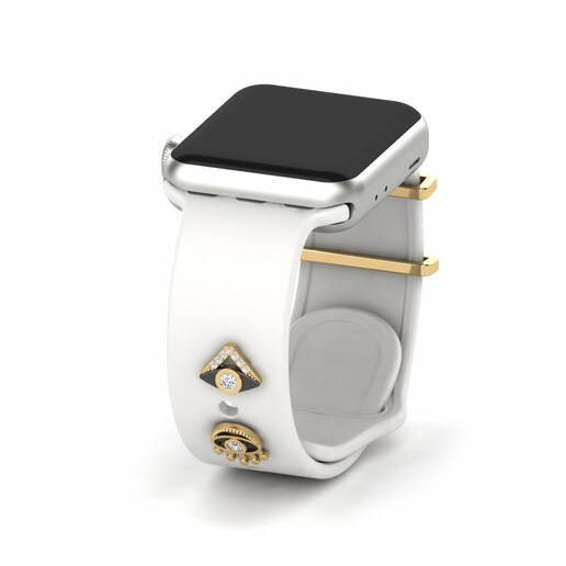 Phụ kiện Apple Watch® Rivarde - SET 585 Vàng và Rhodium Đen & Kim Cương & Đá Sapphire Trắng